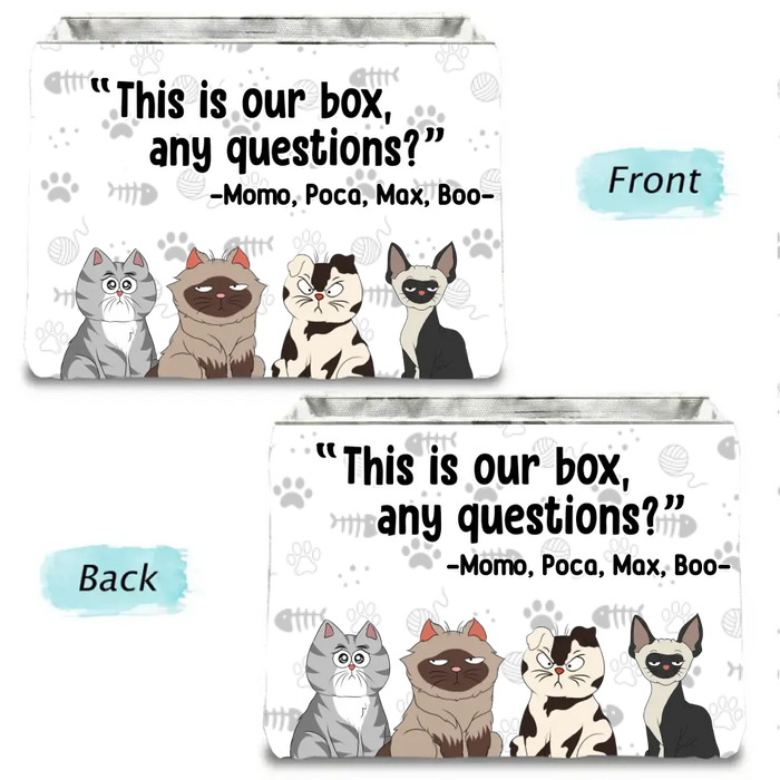 Personalized Funny Cat Storage Box - Up to 4 Cats - Gift Idea for Cat Lovers - This Is Our Box