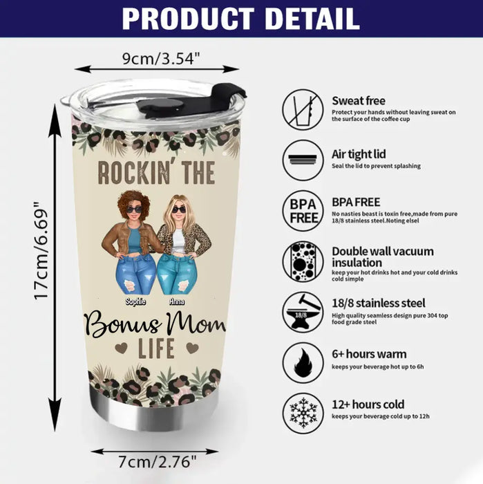 Custom Personalized Bonus Mom Tumbler - Gift Idea For Mother's Day - Rockin' The Bonus Mom Life