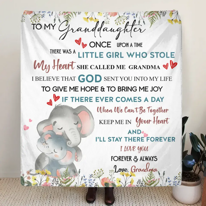 Custom Personalized Elephant Baby Quilt/Fleece Throw Blanket - Gift Idea For Kids - To My Granddaughter I Love You Forever & Always