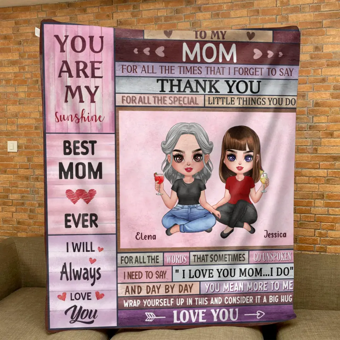 Custom Personalized To My Mom Quilt/ Fleece Throw Blanket - Mother's Day Gift Idea To Mom - For All The Times That I Forget To Say Thank You