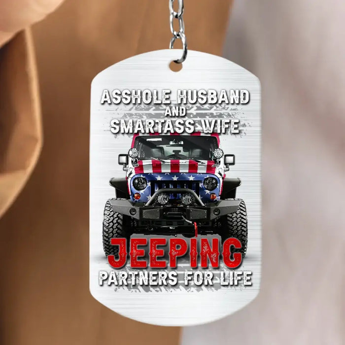 Personalized Off-Road Couple Aluminum Keychain - Gift Idea For Couple/Him/Her - Asshole Husband And Smartass Wife