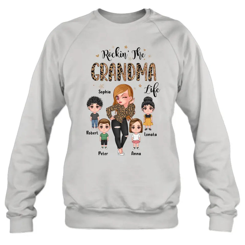 Personalize Grandma Shirt/Hoodie - Up to 4 Kids - Gift Idea For Grandma/Mother's Day - Rockin' The Grandma Life