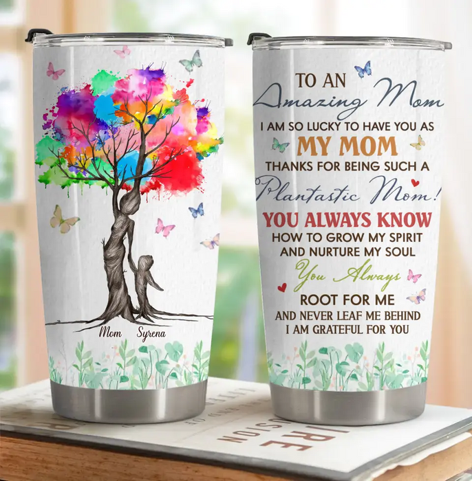 Custom Personalized To Mom Tumbler - Upto 5 Kids - Gift Idea For Mom/ Mother's Day - Thanks For Being Such A Plantastic Mom