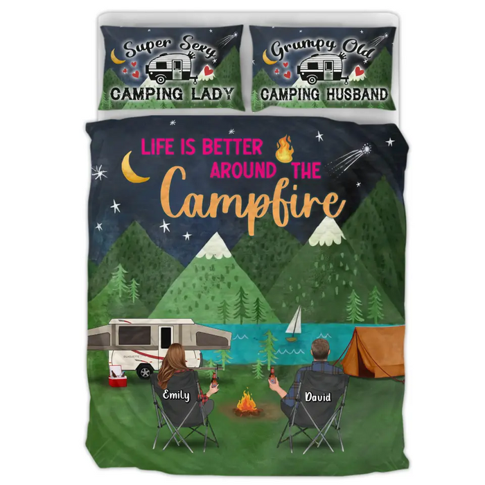Camping Personalized Camping Quilt Bed Sets - Gift Idea For Couple, Camping Lovers, Family - Up to 5 Kids, 4 Pets - Life Is Better Around The Campfire