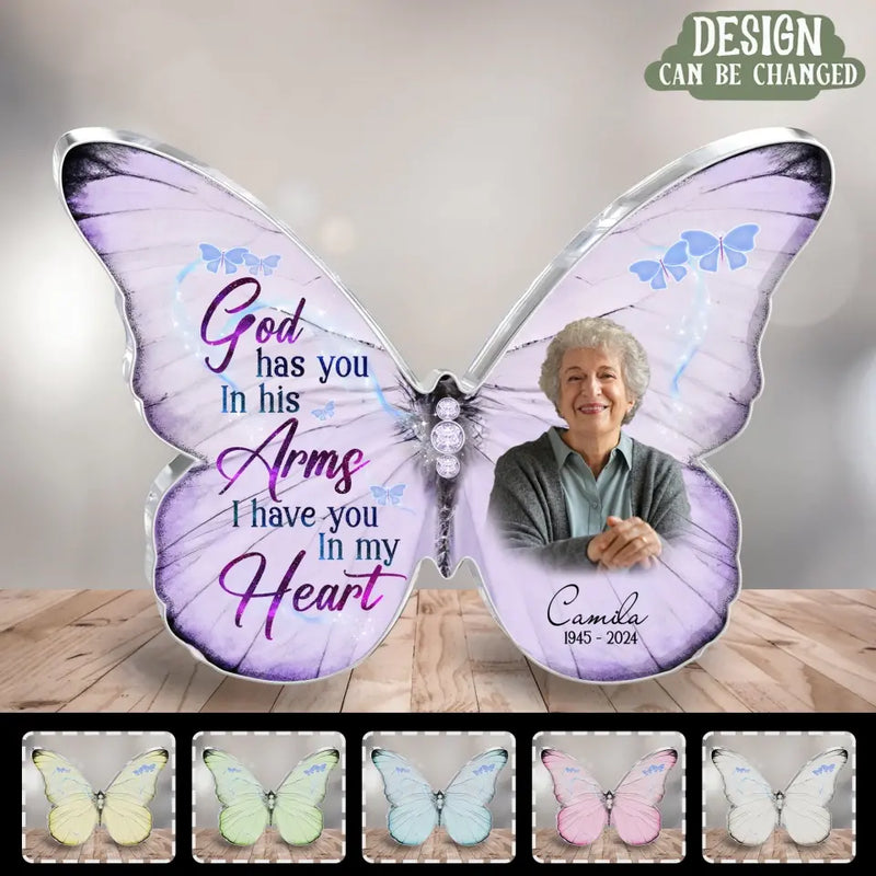 Personalized Memorial Photo Butterfly Acrylic Plaque - Memorial Gift Idea For Family Member - Your Wings Were Ready But My Heart Was Not