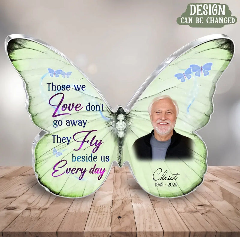 Personalized Memorial Photo Butterfly Acrylic Plaque - Memorial Gift Idea For Family Member - Your Wings Were Ready But My Heart Was Not