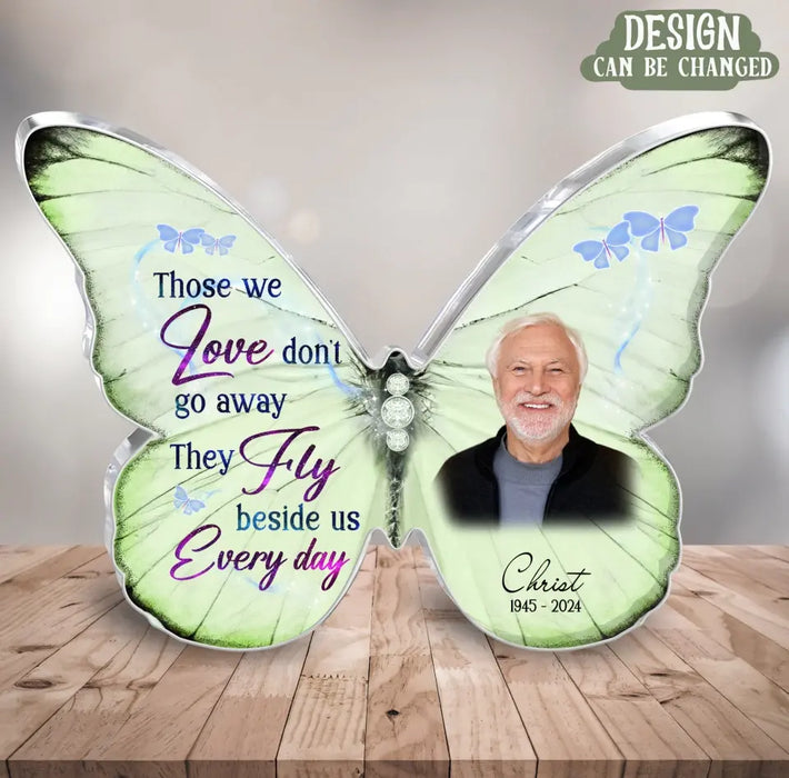 Custom Personalized Memorial Photo Butterfly Acrylic Plaque - Memorial Gift Idea For Family Member - Your Wings Were Ready But My Heart Was Not