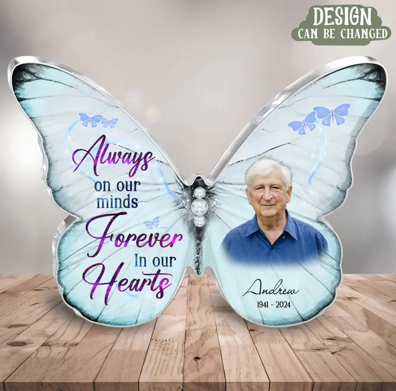 Personalized Memorial Photo Butterfly Acrylic Plaque - Memorial Gift Idea For Family Member - Your Wings Were Ready But My Heart Was Not