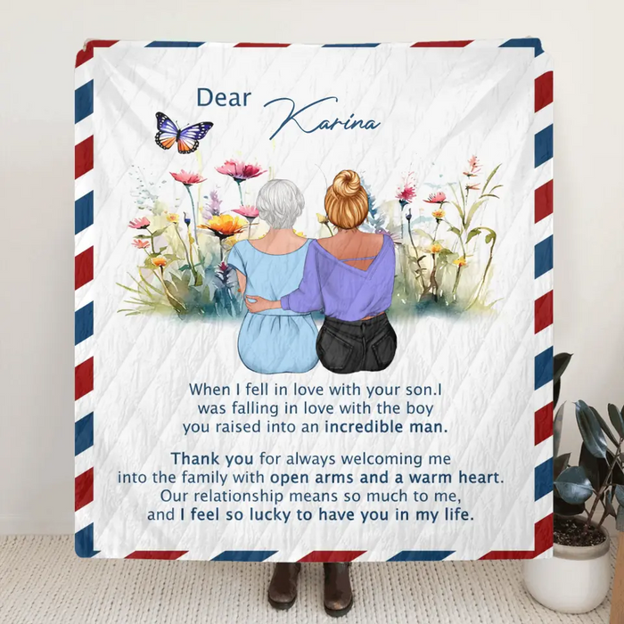 Custom Personalized Mom & Daughter Quilt/ Fleece Throw Blanket - Mother's Day Gift Idea To Mom - I Feel So Lucky To Have You In My Life