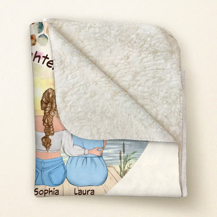 Custom Personalized Mom & Daughter Quilt/ Fleece Throw Blanket - Mother's Day Gift Idea To Mom - Mother & Daughter Forever Linked Together