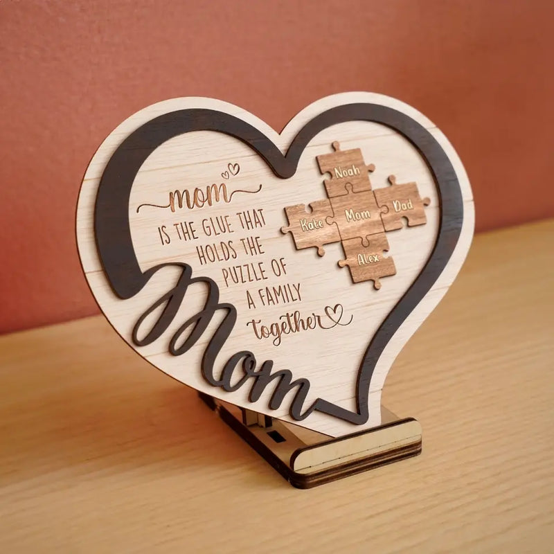 Personalized Grandma Mom 2 Layered Wooden Art - Up to 11 Names - Mother's Day Gift Idea For Grandma/Mom - You Are The Piece That Holds Us Together
