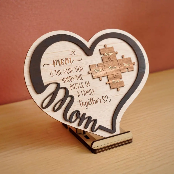 Custom Personalized Grandma Mom 2 Layered Wooden Art - Upto 11 Names - Mother's Day Gift Idea For Grandma/ Mom - You Are The Piece That Holds Us Together