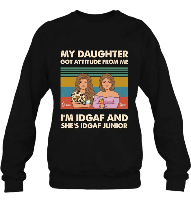 Custom Personalized Mom T-shirt/ Hoodie - Gift Idea For Mother's Day - I'm IDGAF And She's IDGAF Junior