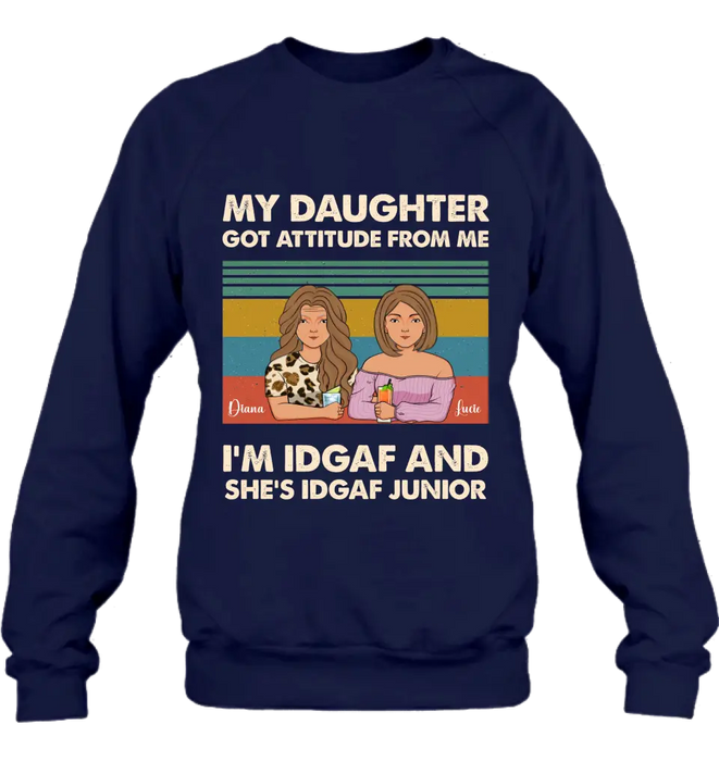 Custom Personalized Mom T-shirt/ Hoodie - Gift Idea For Mother's Day - I'm IDGAF And She's IDGAF Junior