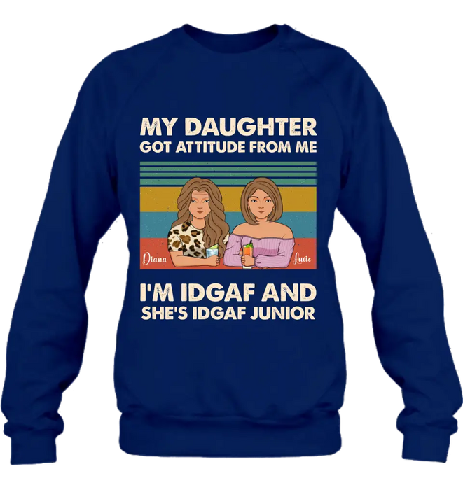 Custom Personalized Mom T-shirt/ Hoodie - Gift Idea For Mother's Day - I'm IDGAF And She's IDGAF Junior