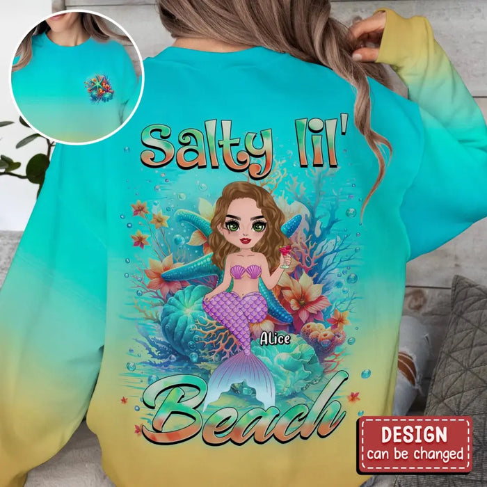 Custom Personalized Mermaid AOP Sweater - Gift Idea For Mermaid Lover/ Birthday Gift/ Mother's Day Gift - Salty Kisses & Starfish Wishes