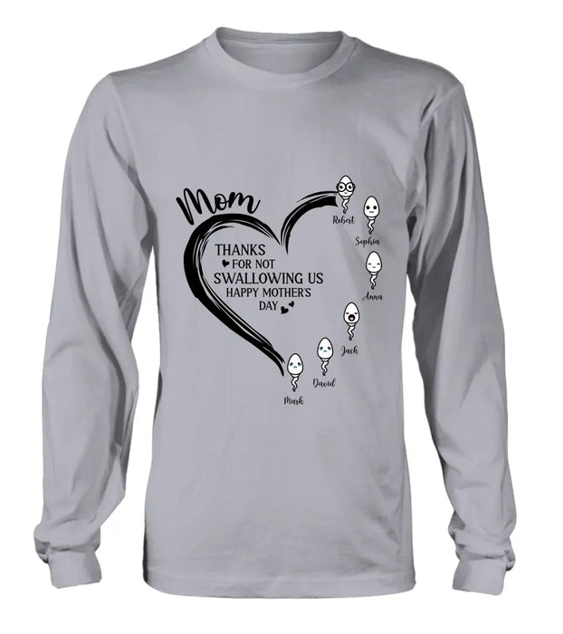 Custom Personalized Mom Shirt/ Hoodie - Up to 6 Kids - Mother's Day Gift Idea - Thanks For Not Swallowing Us