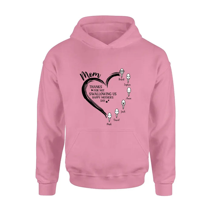 Custom Personalized Mom Shirt/ Hoodie - Up to 6 Kids - Mother's Day Gift Idea - Thanks For Not Swallowing Us