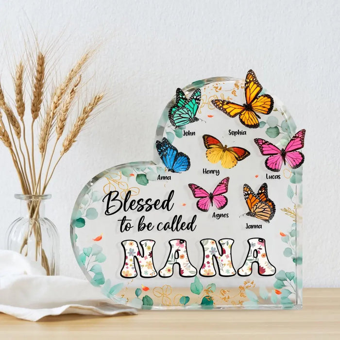 Custom Personalized Grandma Mom Butterfly Acrylic Plaque - Mother's Day Gift Idea For Grandma/ Mom - Up to 10 Kids - Blessed To Be Called Nana