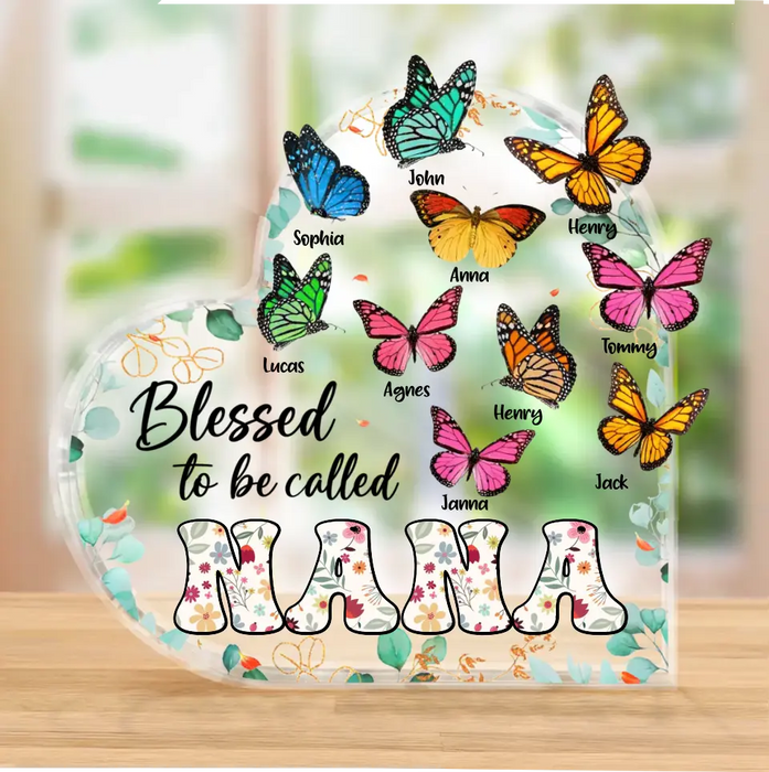 Custom Personalized Grandma Mom Butterfly Acrylic Plaque - Mother's Day Gift Idea For Grandma/ Mom - Up to 10 Kids - Blessed To Be Called Nana