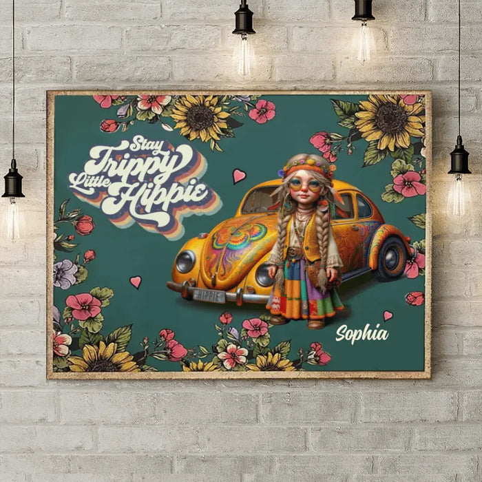 Custom Personalized Hippie Girl Canvas - Holidays Vintage Inspirational Sublimation Gift Idea - Stay Trippy Little Hippie