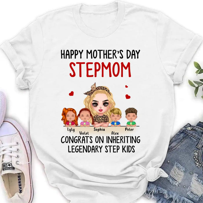 Custom Personalized Mom & Kids Shirt/ Hoodie - Gift Idea For Mom/Mother's Day - Upto 4 Kids - Happy Mother's Day StepMom