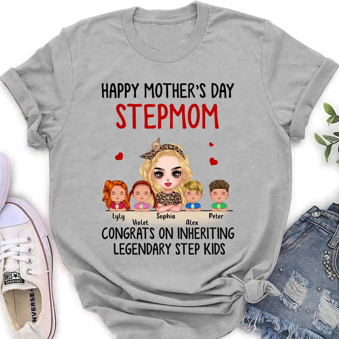 Custom Personalized Mom & Kids Shirt/ Hoodie - Gift Idea For Mom/Mother's Day - Upto 4 Kids - Happy Mother's Day StepMom