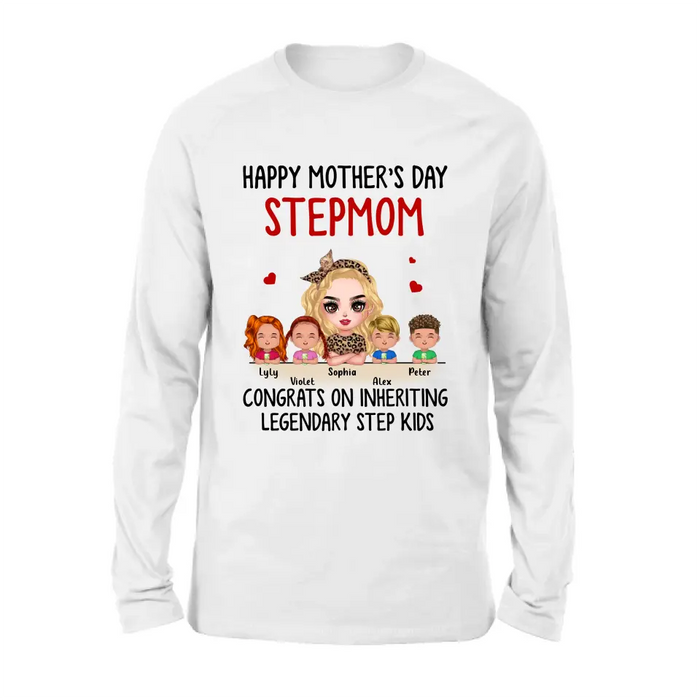 Custom Personalized Mom & Kids Shirt/ Hoodie - Gift Idea For Mom/Mother's Day - Upto 4 Kids - Happy Mother's Day StepMom