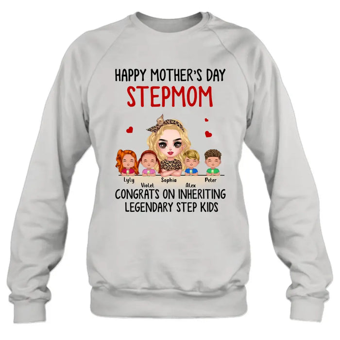 Custom Personalized Mom & Kids Shirt/ Hoodie - Gift Idea For Mom/Mother's Day - Upto 4 Kids - Happy Mother's Day StepMom