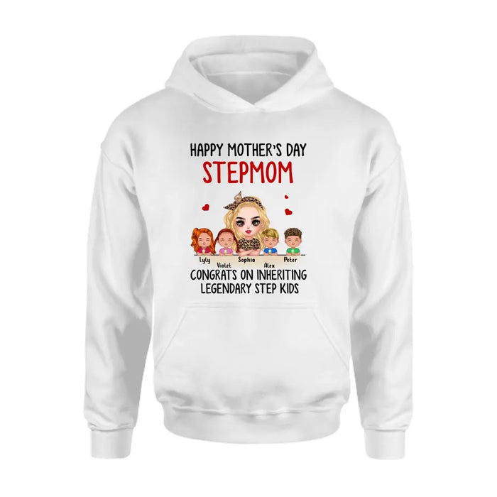 Custom Personalized Mom & Kids Shirt/ Hoodie - Gift Idea For Mom/Mother's Day - Upto 4 Kids - Happy Mother's Day StepMom