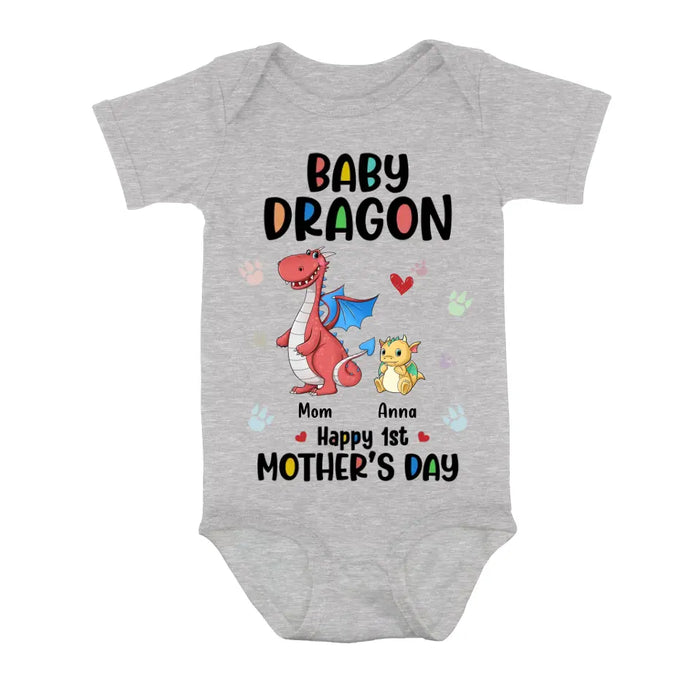 Custom Personalized Dragon Shirt/Baby Onesie - Gift Idea For Mother's Day - Mother Of Dragon  Happy 1st Mother's Day