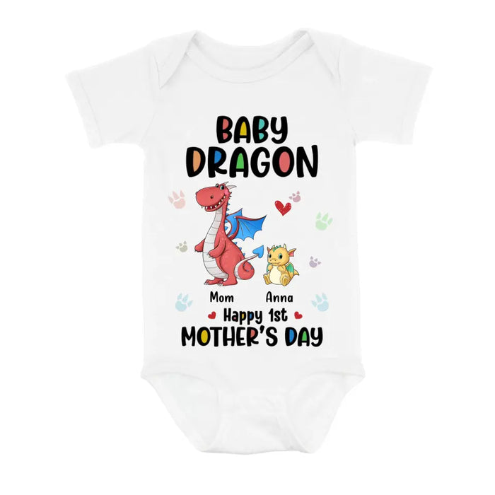 Custom Personalized Dragon Shirt/Baby Onesie - Gift Idea For Mother's Day - Mother Of Dragon  Happy 1st Mother's Day