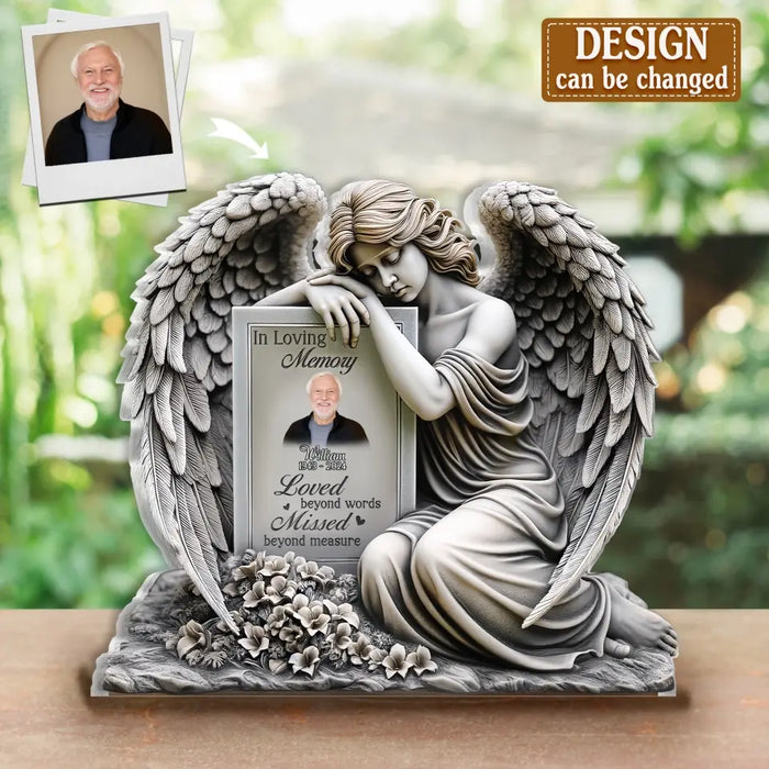 Custom Personalized Memorial Angel Acrylic Plaque - Memorial Gift Idea For Family Member - Upload Photo - In Loving Memory