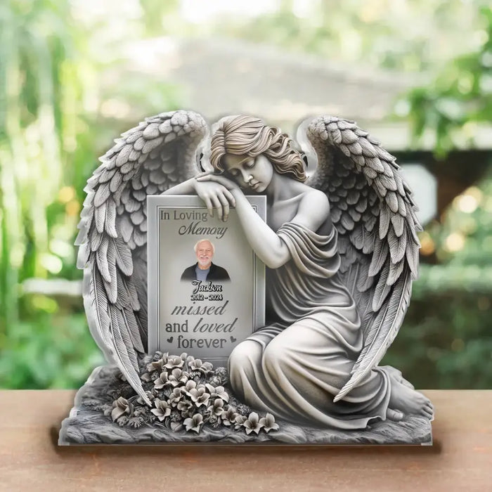Personalized Memorial Angel Acrylic Plaque - Memorial Gift Idea For Family Member - Upload Photo - In Loving Memory