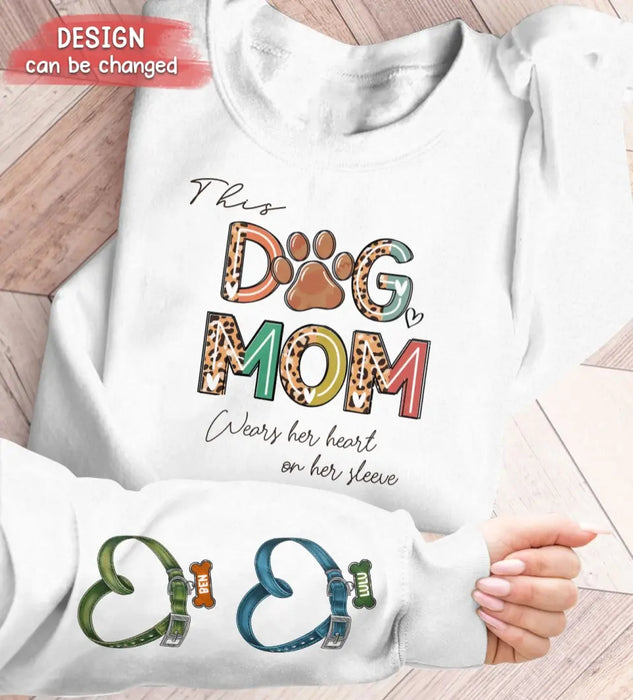 Custom Personalized Dog Mom AOP Sweater - Upto 6 Pets - Mother's Day Gift Idea For Dog Lover - This Dog Mom Wears Her Heart On Her Sleeve