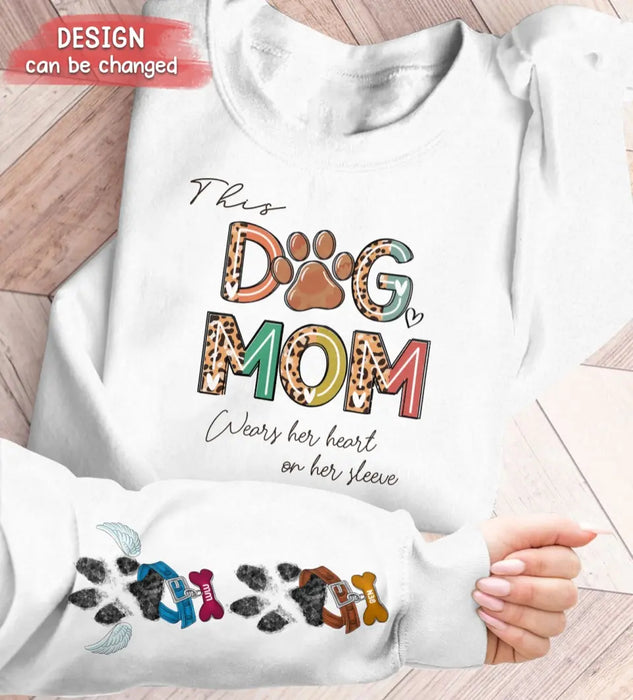 Custom Personalized Dog Mom AOP Sweater - Upto 6 Dogs - Mother's Day Gift Idea For Dog Lover - This Dog Mom Wears Her Heart On Her Sleeve