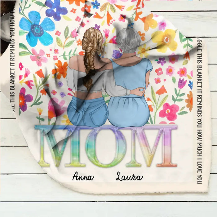 Custom Personalized Mom & Daughter Quilt/ Fleece Throw Blanket - Mother's Day Gift Idea To Mom - Upto 4 Daughters - How Much We Love You