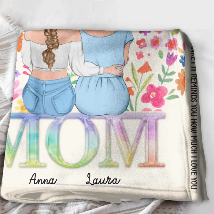 Custom Personalized Mom & Daughter Quilt/ Fleece Throw Blanket - Mother's Day Gift Idea To Mom - Upto 4 Daughters - How Much We Love You