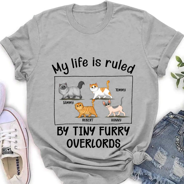 Custom Personalized Cat T-shirt/ Hoodie - Gift Idea For Cat Lovers - My Life Is Ruled By Tiny Furry Overlords