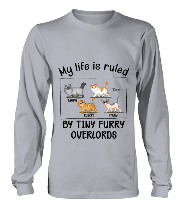 Custom Personalized Cat T-shirt/ Hoodie - Gift Idea For Cat Lovers - My Life Is Ruled By Tiny Furry Overlords