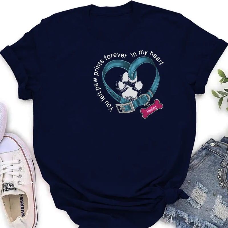 Personalized Dog T-shirt/Hoodie - Memorial Gift Idea For Dog Lover/Mother's Day/Father's Day - You Left Paw Prints Forever In My Heart