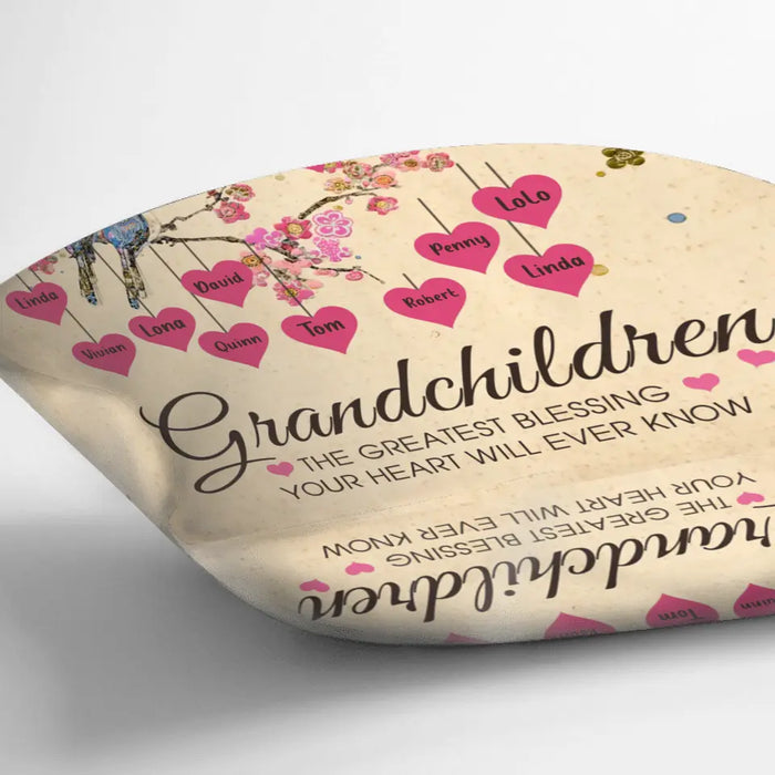 Custom Personalized Grandma Pillow Cover - Gift Idea For Grandma - Upto 11 Kids - Grandma's Egg - Grandchildren