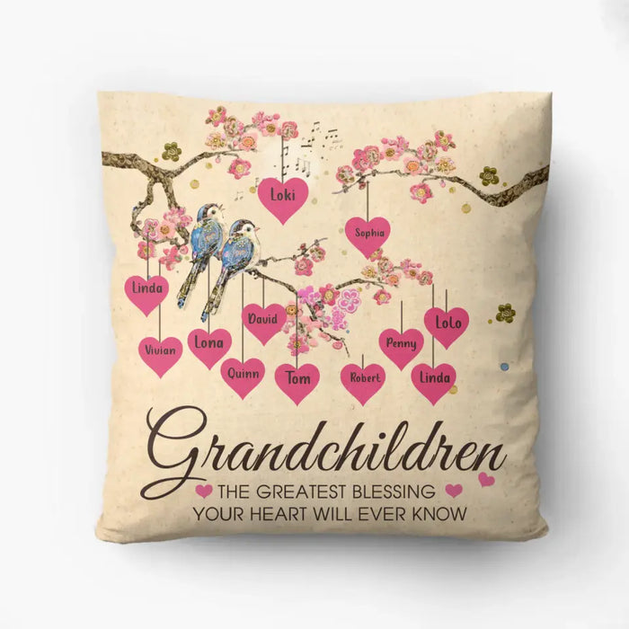 Custom Personalized Grandma Pillow Cover - Gift Idea For Grandma - Upto 11 Kids - Grandma's Egg - Grandchildren