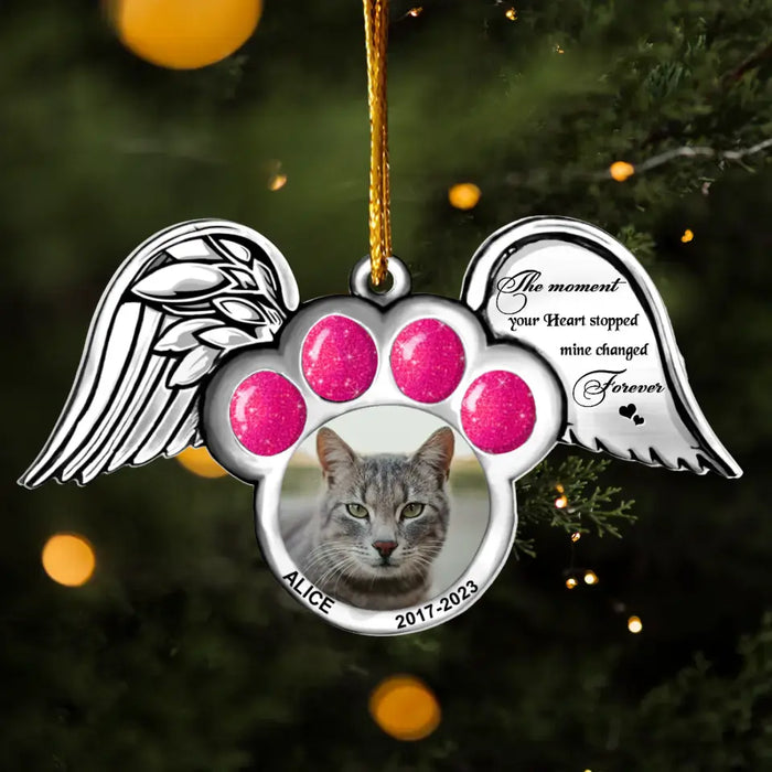 Custom Personalized Memorial Cat Wings Aluminum/ Acrylic Ornament - Memorial Gift Idea For Christmas - Upload Pet Photo - Angels Don't Always Have Wings Sometimes They Have Whiskers