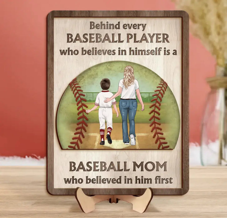 Custom Personalized Baseball Mom 2 Layered Wooden Art - Gift Idea for Mom/ Daughter/Son/ Baseball Player