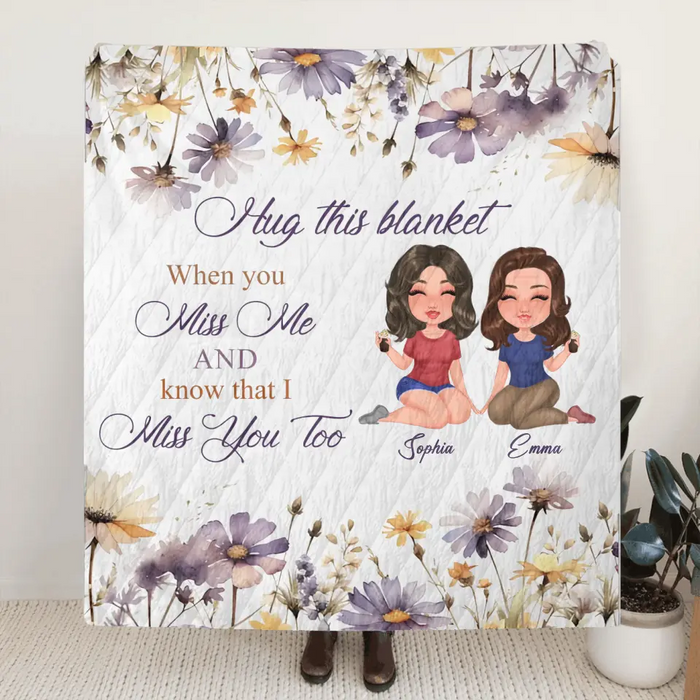 Custom Personalized Mom & Daughter Quilt/ Fleece Throw Blanket - Mother's Day Gift Idea For Mom - Hug This Blanket