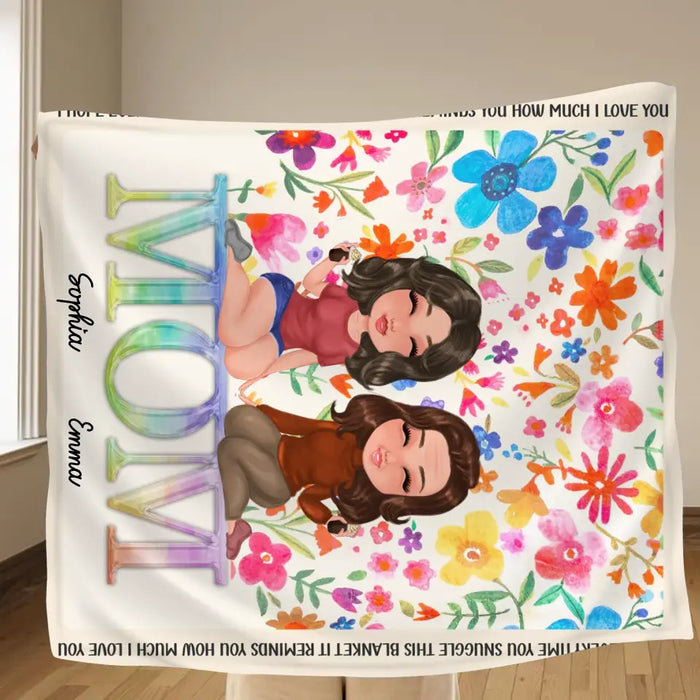 Custom Personalized Mom & Daughter Quilt/ Fleece Throw Blanket - Mother's Day Gift Idea To Mom - We Love You