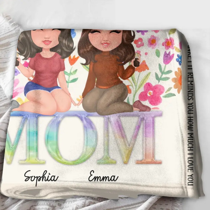 Custom Personalized Mom & Daughter Quilt/ Fleece Throw Blanket - Mother's Day Gift Idea To Mom - We Love You