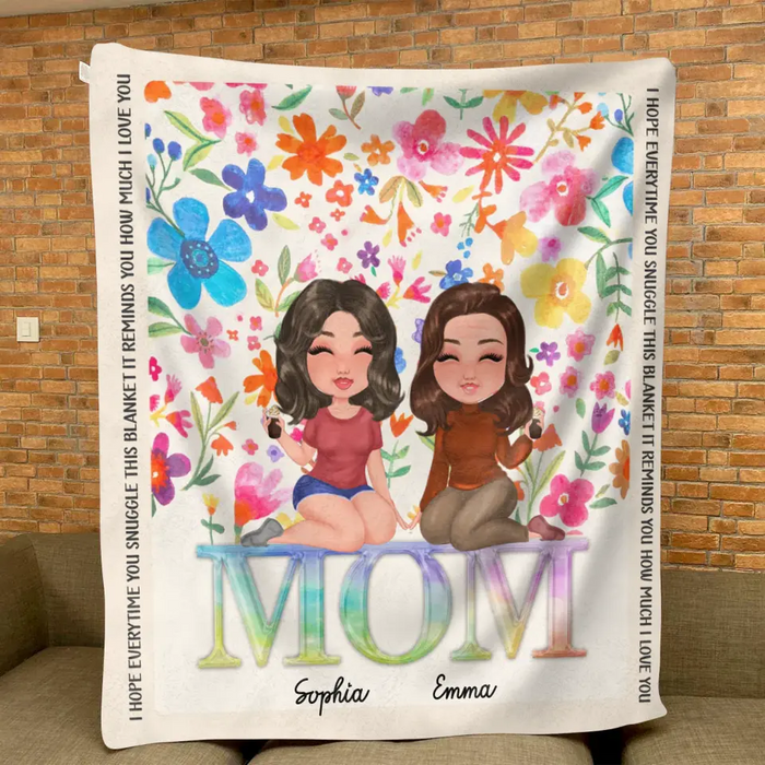 Custom Personalized Mom & Daughter Quilt/ Fleece Throw Blanket - Mother's Day Gift Idea To Mom - We Love You