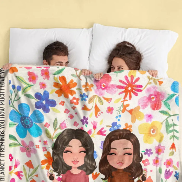 Custom Personalized Mom & Daughter Quilt/ Fleece Throw Blanket - Mother's Day Gift Idea To Mom - We Love You